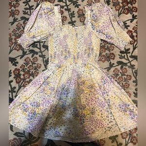 Floral Square Neck Puff Sleeve Dress